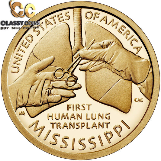 2023 S Reverse Proof Innovation Dollar Mississippi First Heart/Lung Transplant ☆