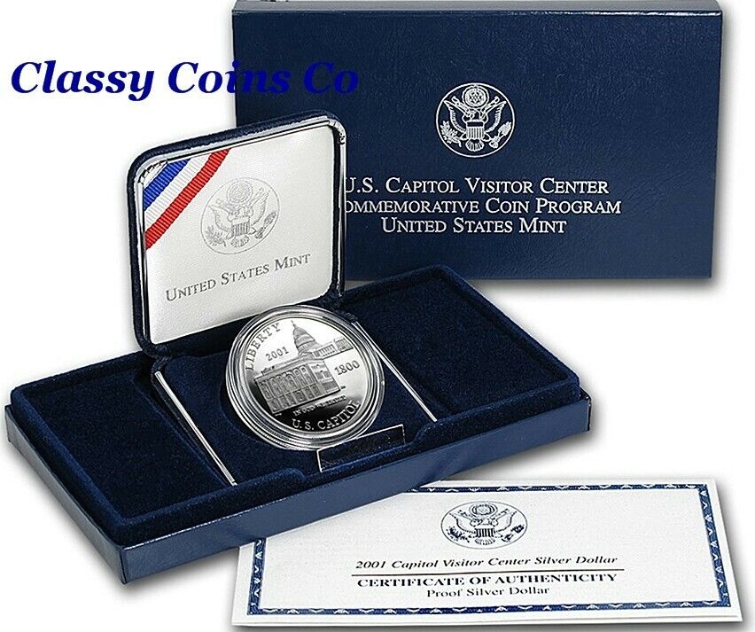 2001 P Proof Silver Capitol Visitor Center Commemorative Dollar Set ☆☆ Box W/COA