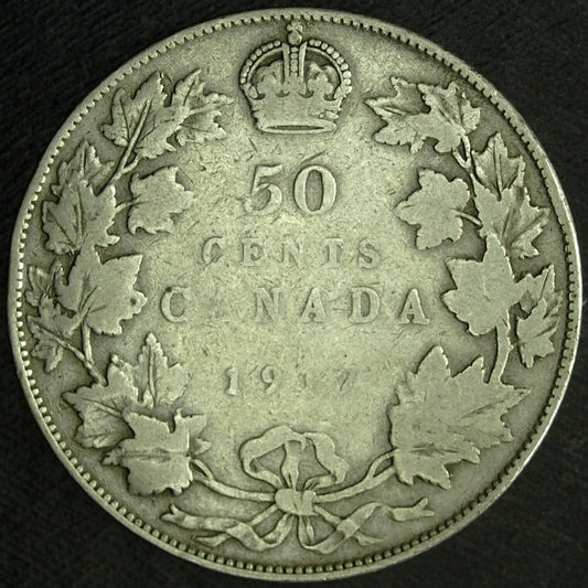 1917 Canada Silver 50 cents ☆☆ Circulated ☆☆ Great Set Filler 115