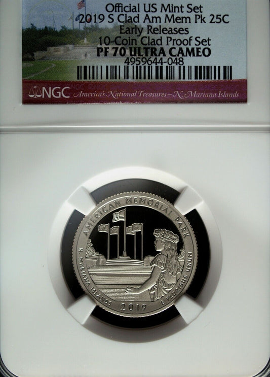 2019 S NGC Proof 70 UCAM Clad American Memorial Park ATB Quarter ☆☆