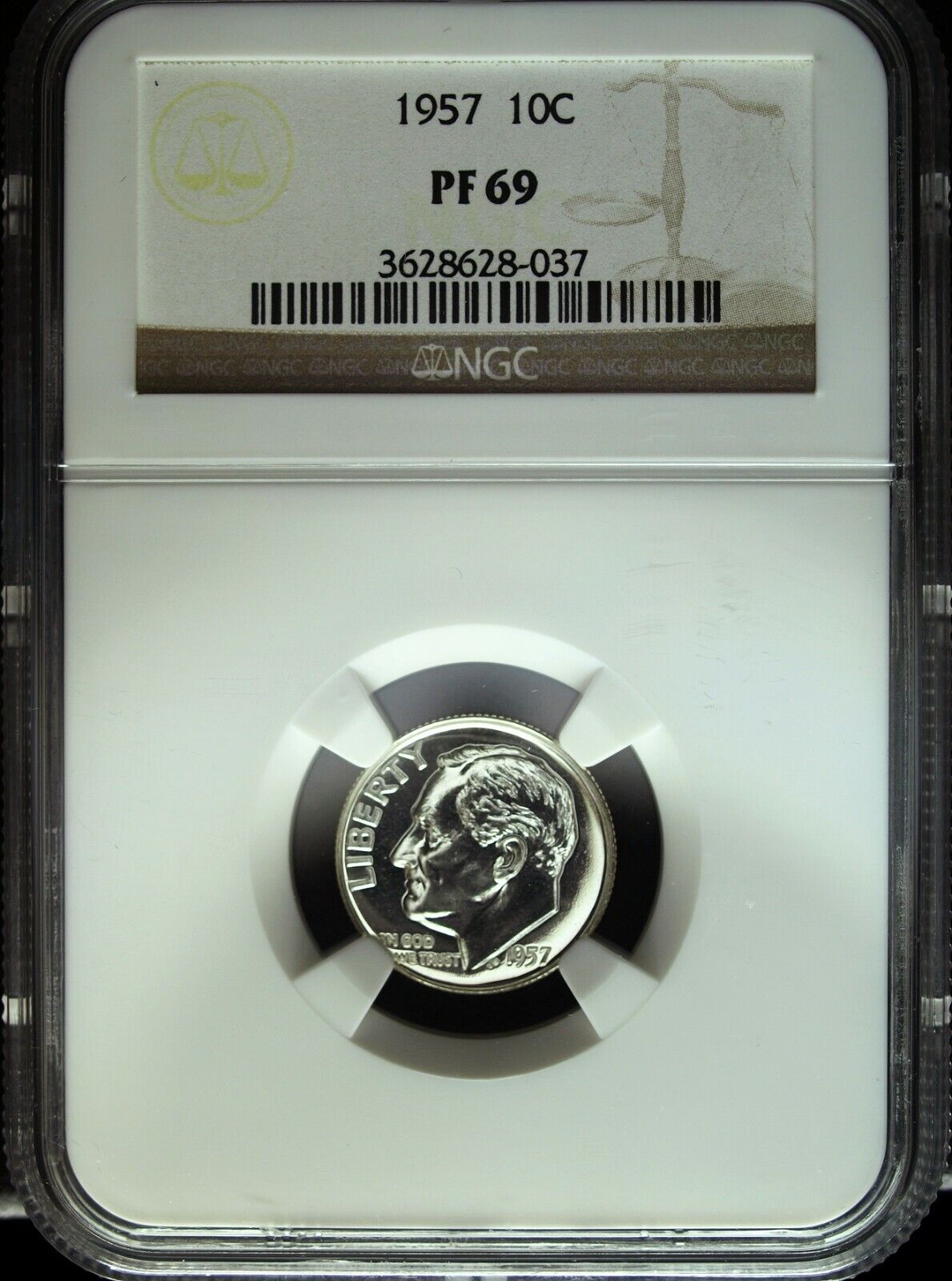 1957 NGC Proof 69 Roosevelt Silver Dime ☆☆ Great For Sets ☆☆ 037