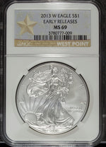2013 W NGC MS 69 American Silver Eagle ☆☆ Early Release ☆☆ 009