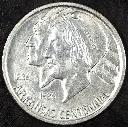 1936 P Arkansas Centennial Commemorative Silver Half Dollar ☆☆ Uncirculated 158