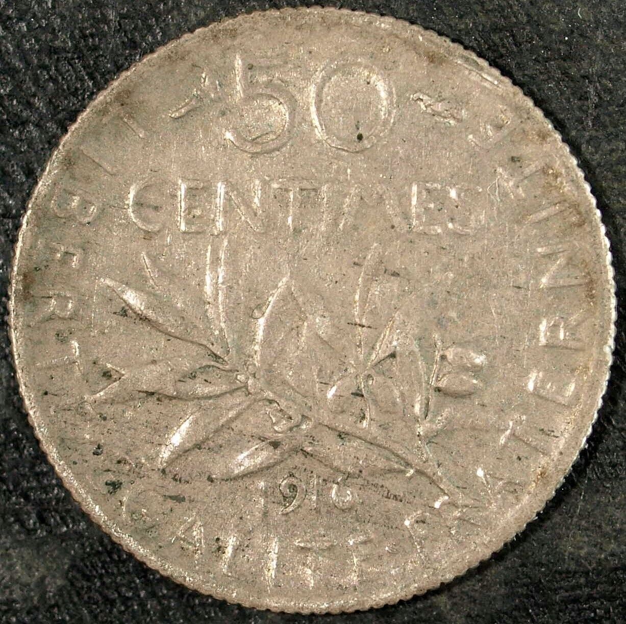 1916 France 50 Centimes World Coin ☆☆ Circulated ☆☆ 205