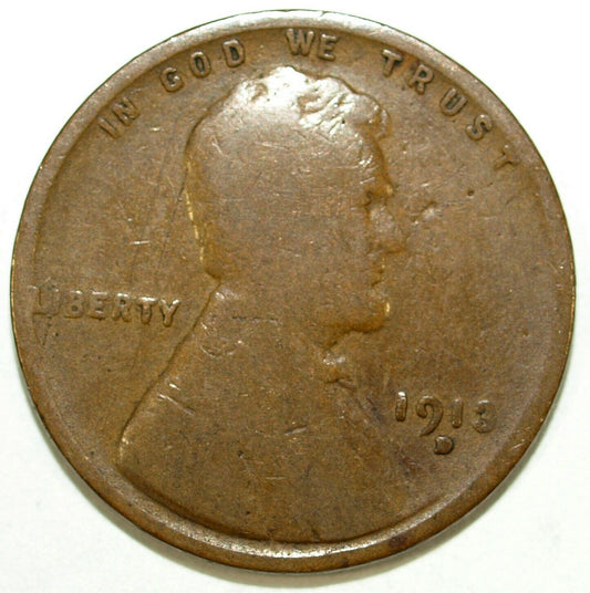 1913 D Lincoln Cent ☆☆ Circulated ☆☆ Great Set Filler 147