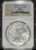 2012 W NGC MS 69 American Silver Eagle ☆☆ Early Release ☆☆ 051