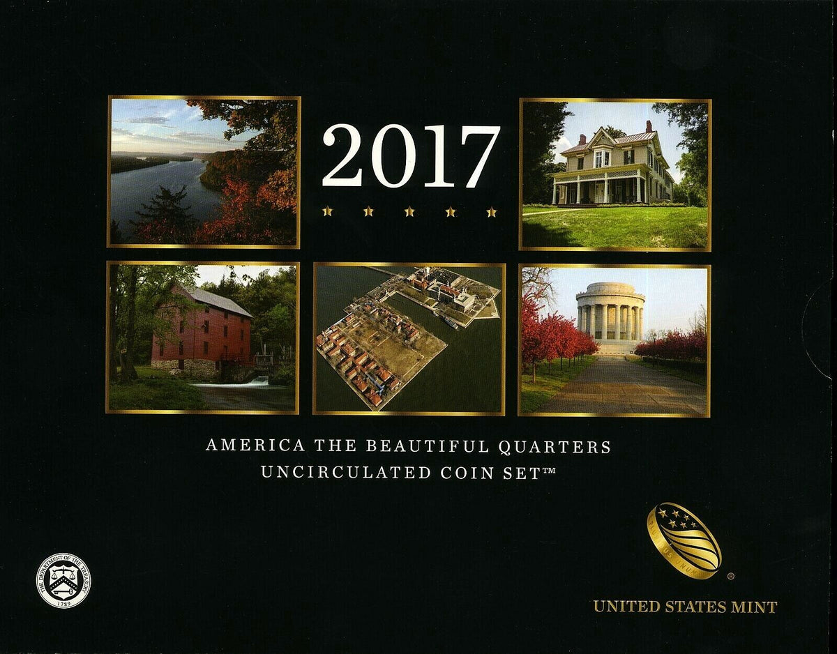2017 P & D America The Beautiful Uncirculated Quarters ☆☆ US Mint Display Set