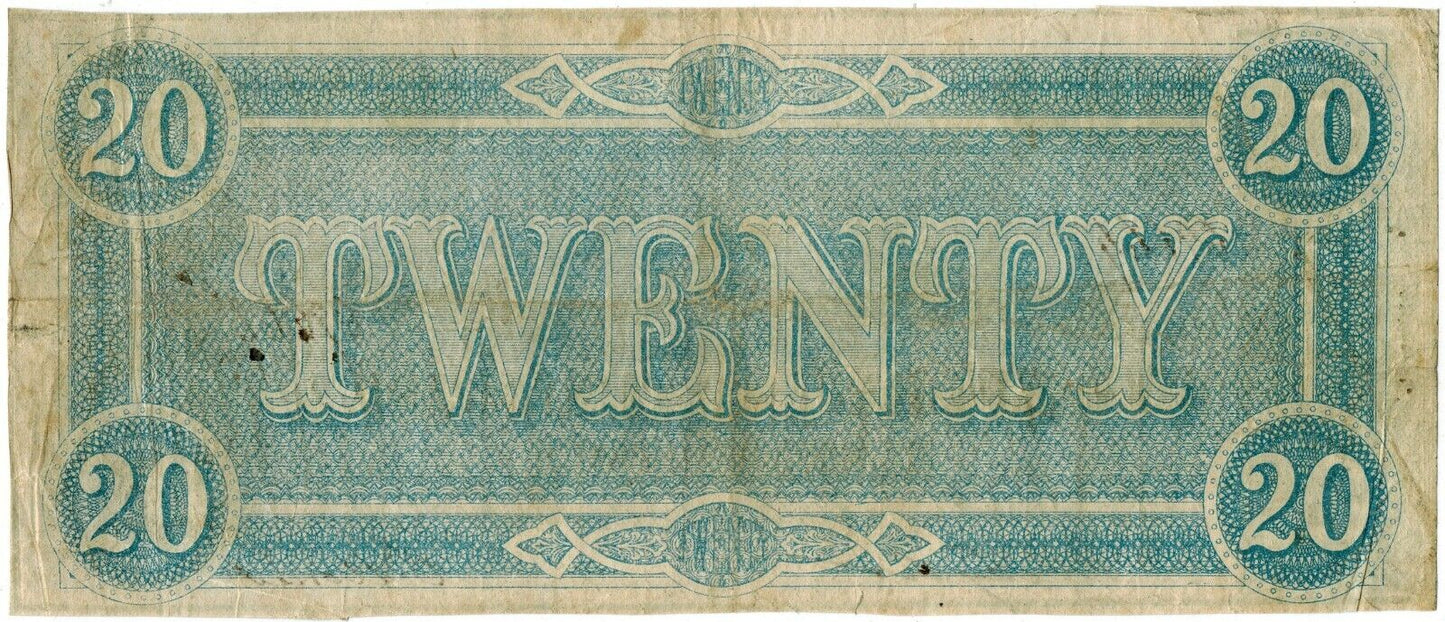 1864 T-67 $20 Confederate Currency ☆☆ Feb/1864 ☆☆ Great Collectible 664