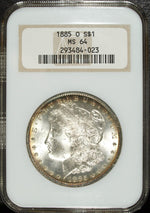 1885 O NGC MS 64 Morgan Silver Dollar ☆☆ Great Rim Toning ☆☆ 023