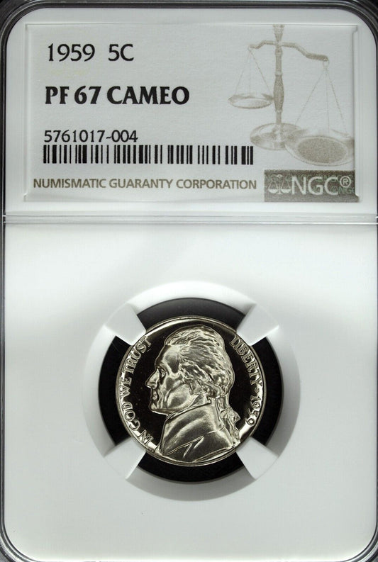 1959 NGC PF 67 Cameo Jefferson Nickel ☆☆ Great For Sets ☆☆ 004