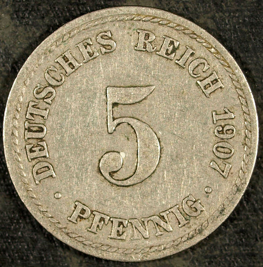 1907 German 5 Pfennig ☆☆ Circulated ☆☆ Great for Sets 161