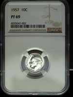 1957 NGC Proof 69 Roosevelt Silver Dime ☆☆ Great For Sets ☆☆ 002