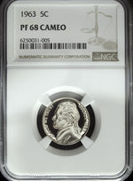 1963 NGC PF 68 Cameo Jefferson Nickel ☆☆ Great For Sets ☆☆ 005