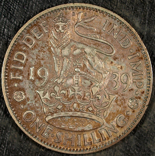 1939 United Kingdom One Shilling ☆☆ Almost UnCirculated Toned ☆☆ Great for Sets