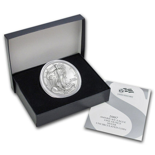 2007 W Uncirculated American Silver Eagle ☆☆ COA/Box ☆☆ Great Collectible