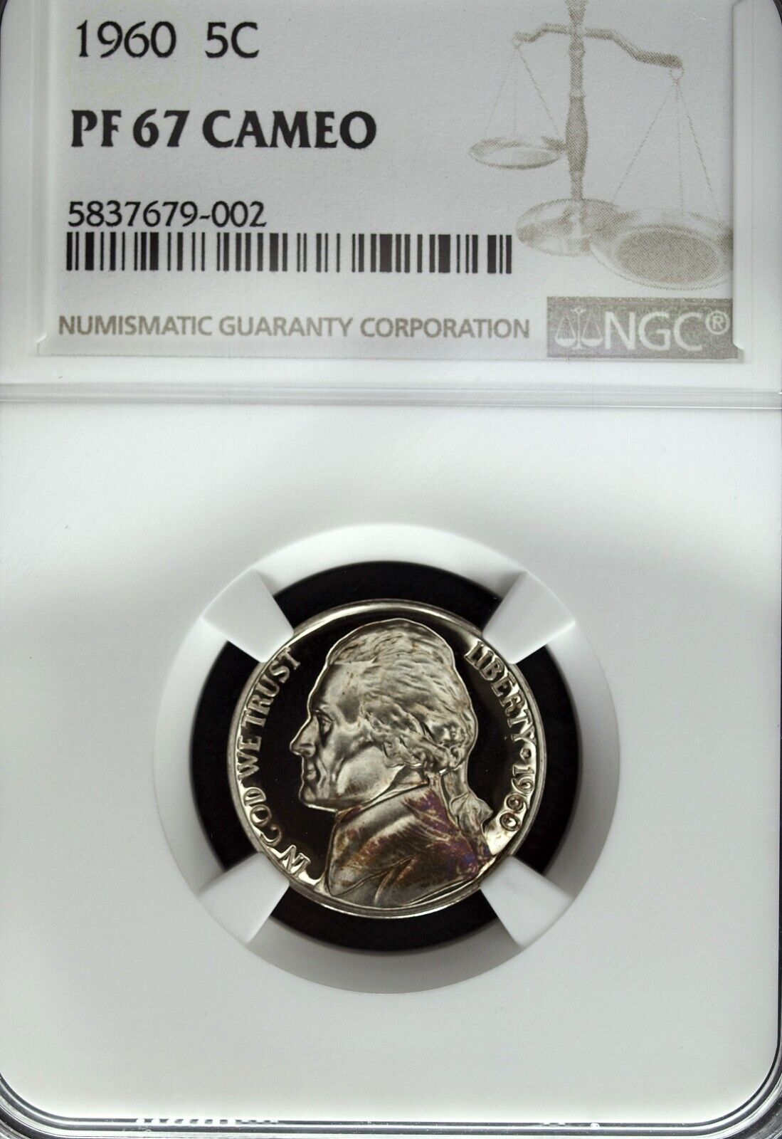 1960 NGC PF 67 Cameo Jefferson Nickel ☆☆ Great For Sets ☆☆ 002