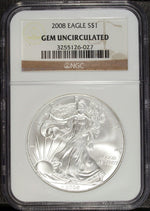 2008 NGC American Silver Eagle ☆☆ Gem Uncirculated ☆☆ 027