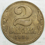 1938 Yogoslavia 2 Dinara ☆☆ Circulated ☆☆ Great for Sets 546