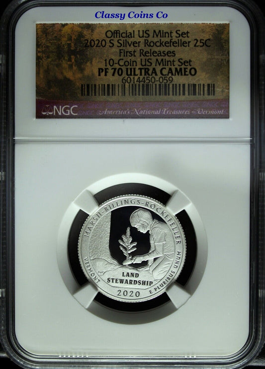 2020 S NGC Proof 70 UCAM Silver Rockefeller ATB Quarter ☆☆ First Release