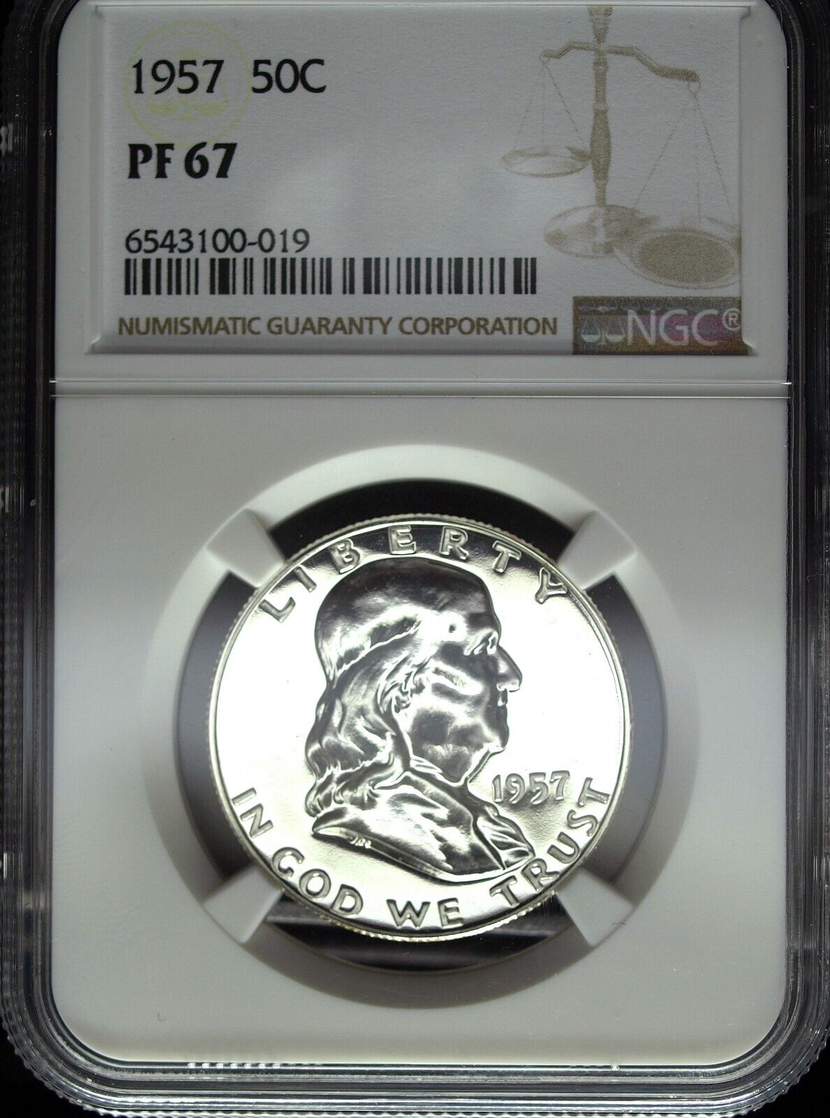 1957 NGC Proof 67 Franklin Silver Half Dollar ☆☆ Great Collectible ☆☆ 019