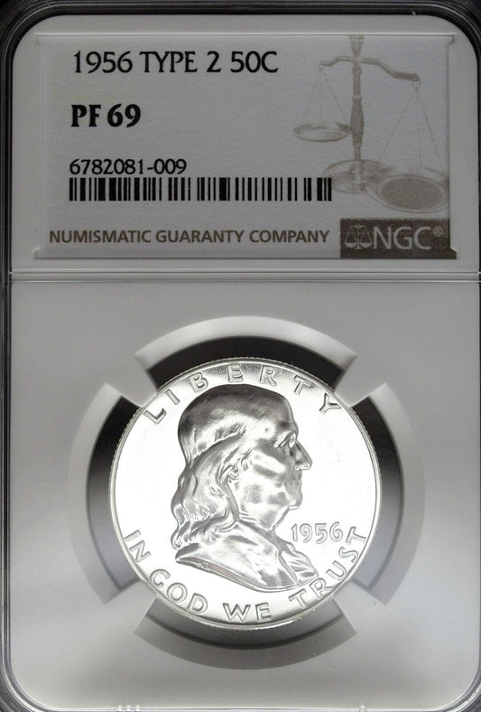 1956 NGC Proof 69 Type 2 Franklin Silver Half Dollar ☆☆ Great For Sets ☆☆ 009