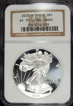 2003 W NGC PF 70 UCAM Proof American Silver Eagle ☆☆ 009