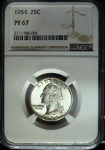 1954 NGC Proof 67 Washington Silver Quarter ☆☆ Exceptional Toning ☆☆ 001