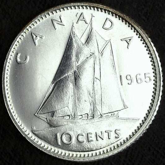 1965 Canada Silver 10 Cents ☆☆ Sailboat UnCirculated ☆☆ Great Set Filler 400
