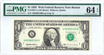 1995 $1 Web Federal Reserve Note ☆☆ PMG 64 EPQ ☆☆ FR 1923-A ☆☆ 190