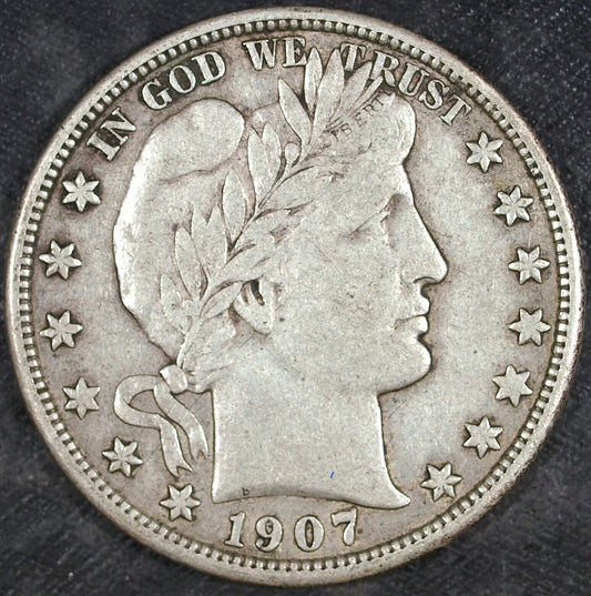 1907 D Barber Silver Half Dollar ☆☆ Circulated ☆☆ Great For Sets 507