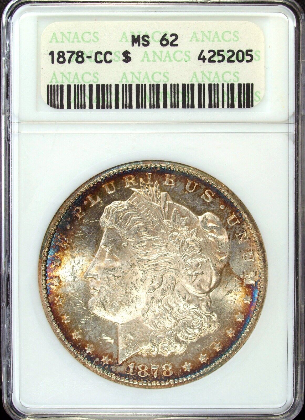 1878 CC ANAC's MS 62 Morgan Silver Dollar ☆☆ Beautifully Toned ☆☆ 205