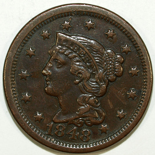 1848 AU Details Braided Hair Large Cent Piece ☆☆ Great Set Filler 101