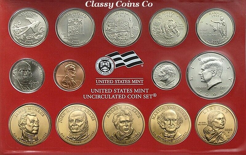 2008 P & D US Mint Set ☆☆ 28 Coins ☆☆ US Mint Cards ☆☆ Great For Sets